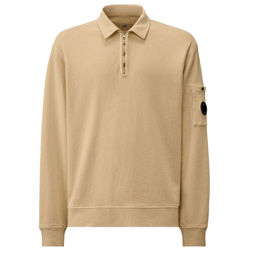 CP Company Malfilè Fleece Lens Half Zip Sweater Off White
