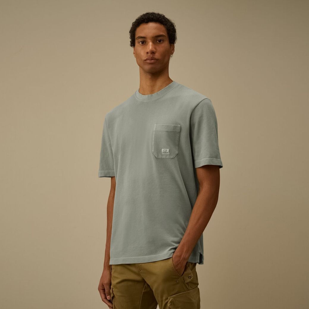 CP Company Piquet Pigment Dyed T-shirt Licht Blauw