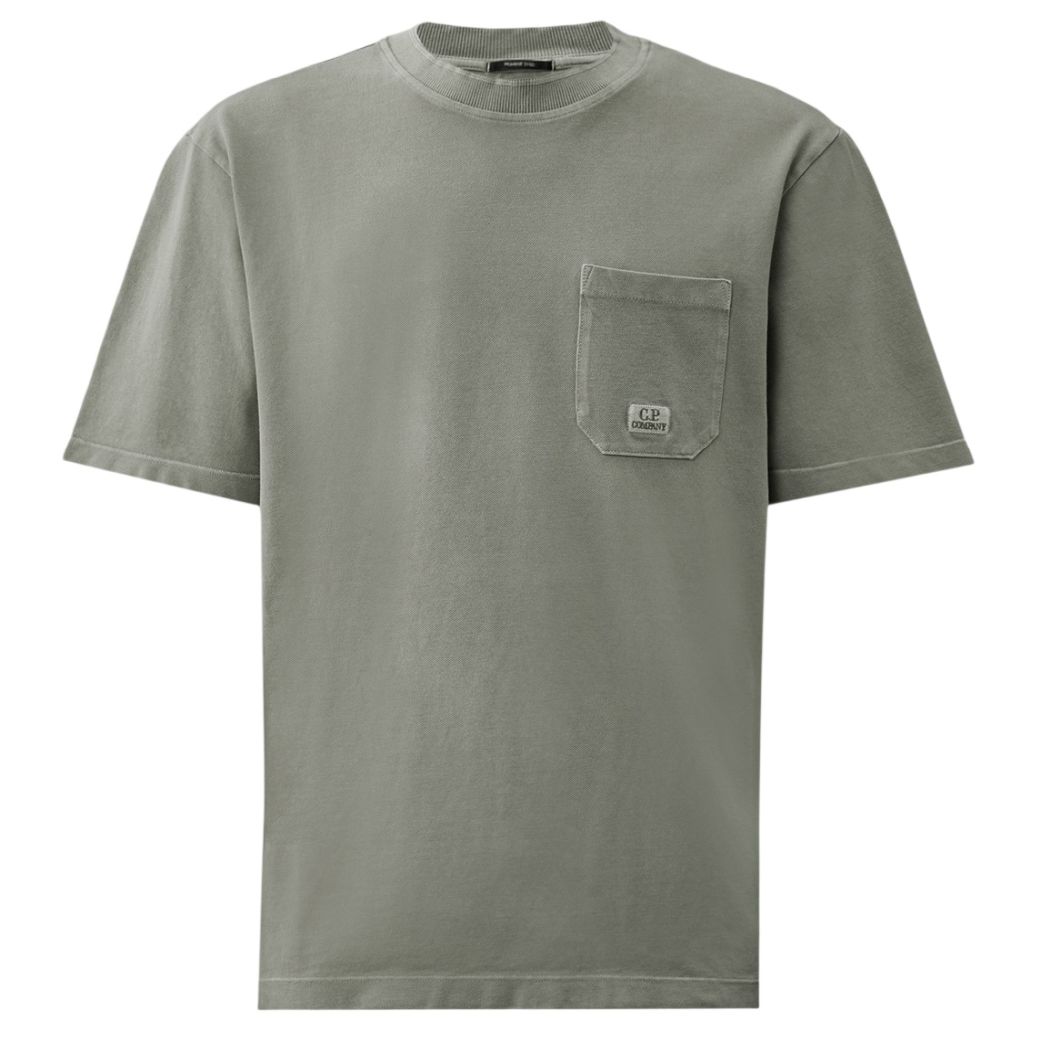 CP Company Piquet Pigment Dyed T-shirt Licht Blauw