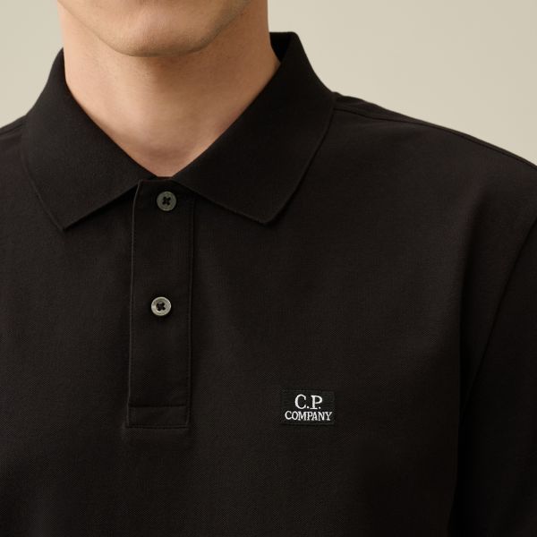 CP Company Stretch Piquet Polo Zwart