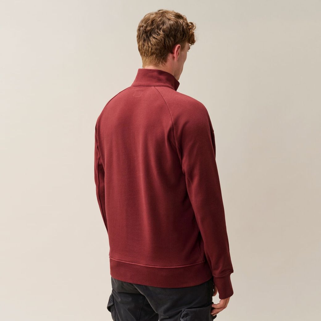 CP Company Diagonal Raised Fleece Half Zip Sweater Rood