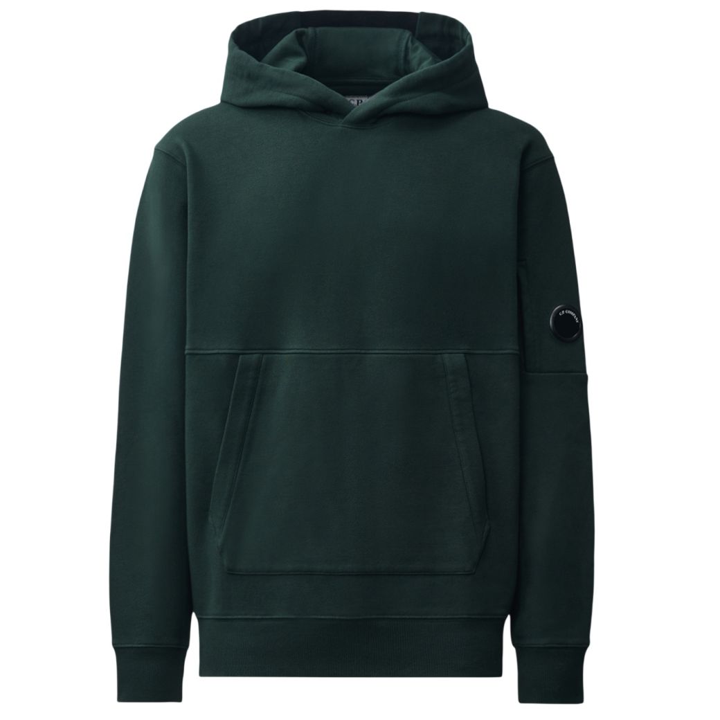 CP Company Diagonal Raised Fleece Lens Hoodie Donker Groen