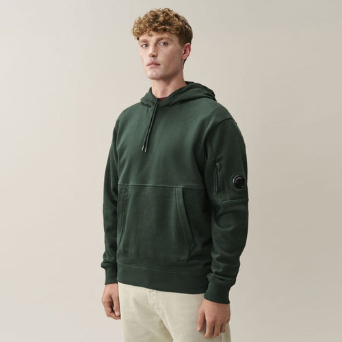 CP Company Diagonal Raised Fleece Lens Hoodie Donker Groen