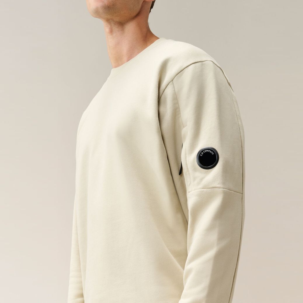 CP Company Diagonal Raised Fleece Lens Sweater Off White