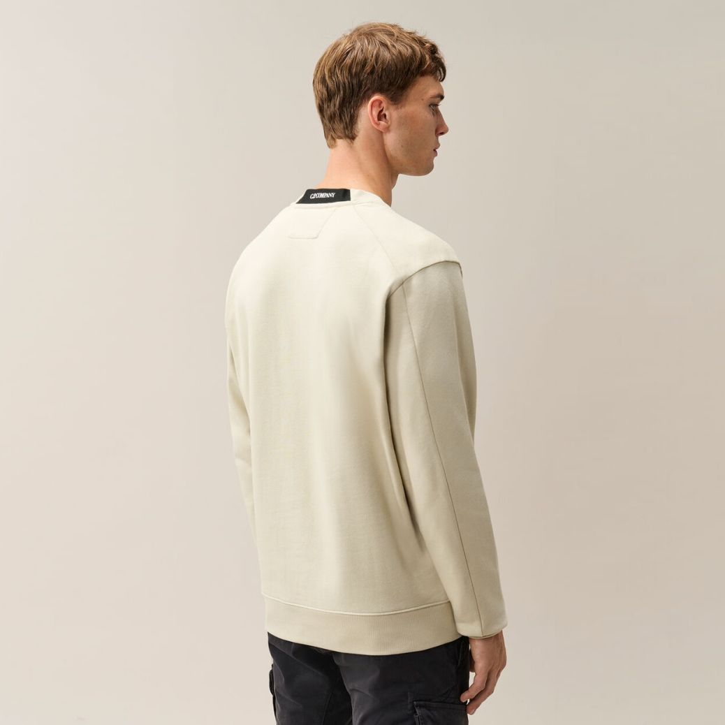 CP Company Diagonal Raised Fleece Lens Sweater Off White