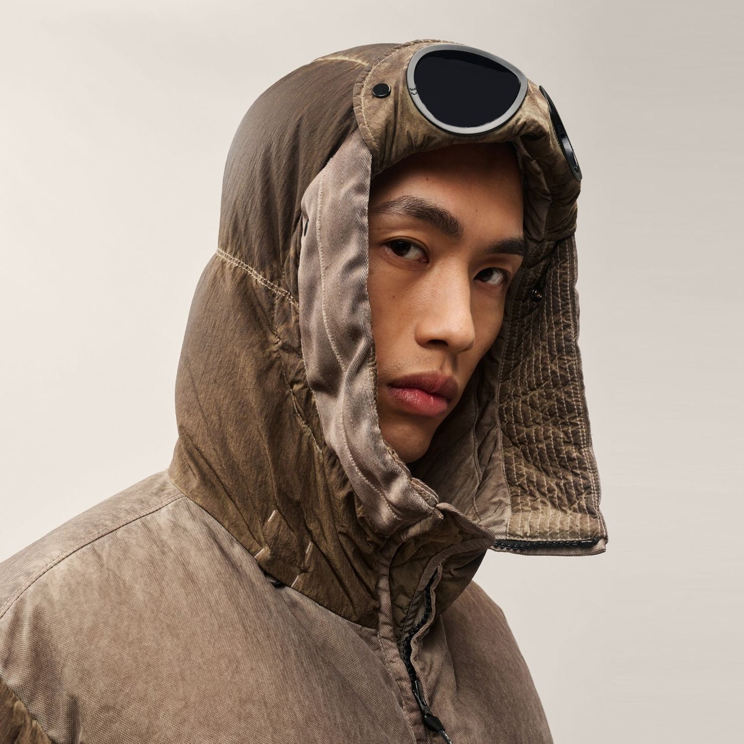 CP Company Eco-Chrome R Mixed Goggle Down Puffer Bruin