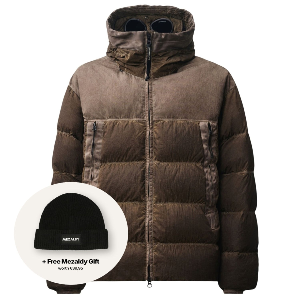 CP Company Eco-Chrome R Mixed Goggle Down Puffer Bruin