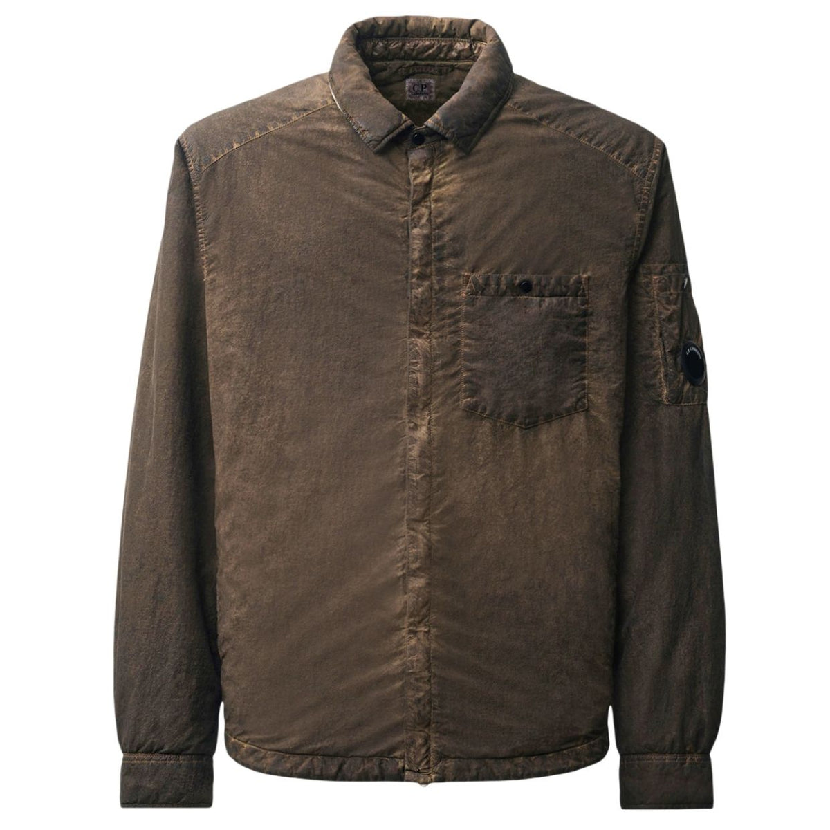 CP Company Flatt Nylon Lens Re-Colour Overshirt Bruin