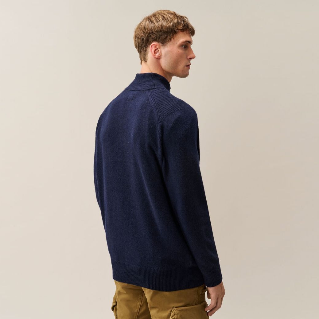 CP Company Lambswool GRS Half Button Lens Sweater Navy