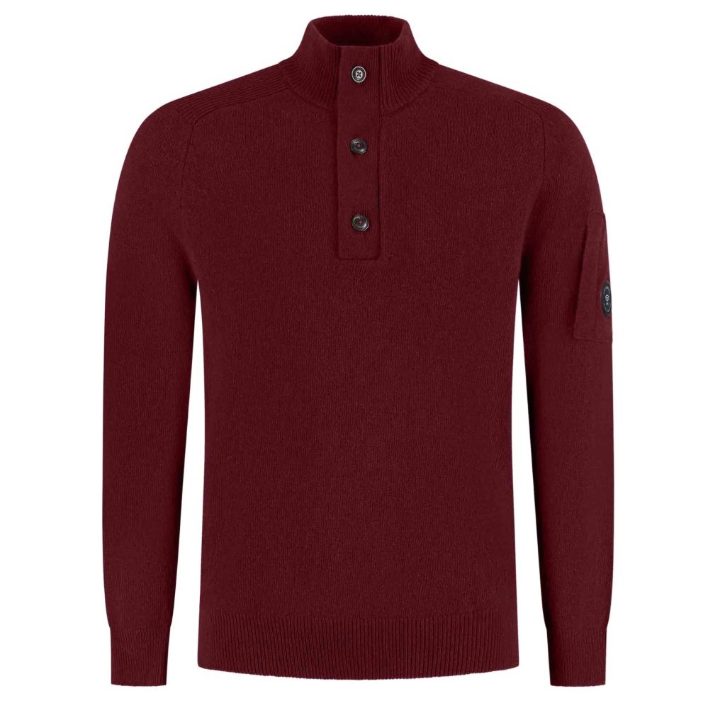 CP Company Lambswool GRS Half Button Lens Sweater Rood