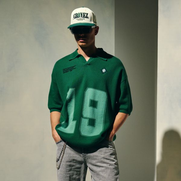 Croyez Nombre Knit Polo Donker Groen