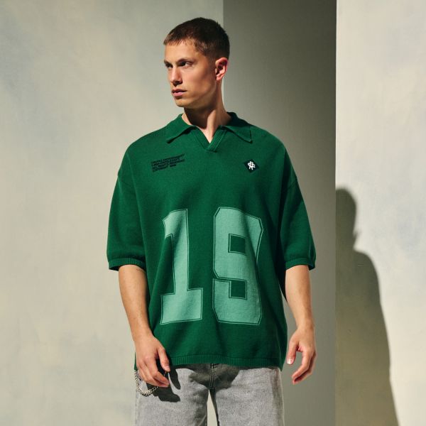 Croyez Nombre Knit Polo Donker Groen