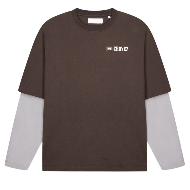 Croyez Montagne Double Sleeve Longsleeve T-shirt Bruin