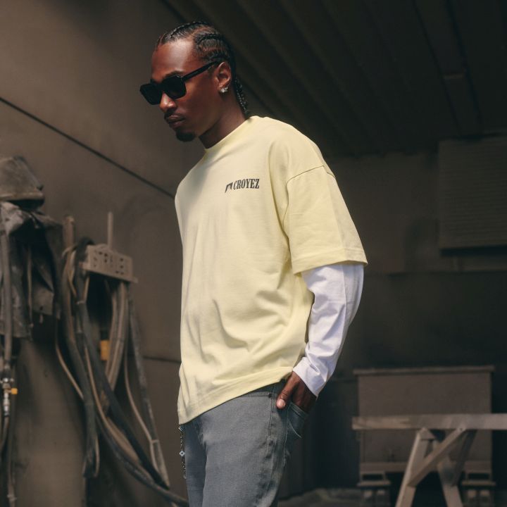 Croyez Montagne Double Sleeve Longsleeve T-shirt Geel