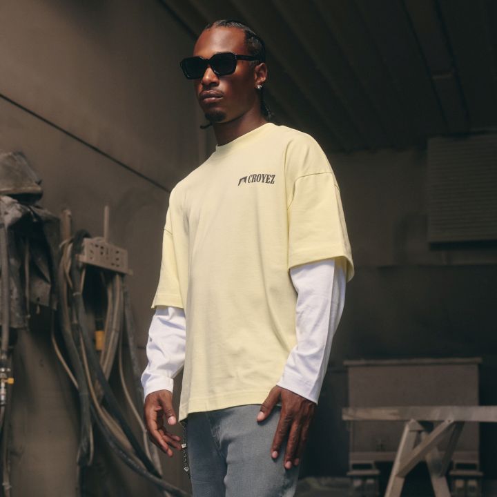 Croyez Montagne Double Sleeve Longsleeve T-shirt Geel