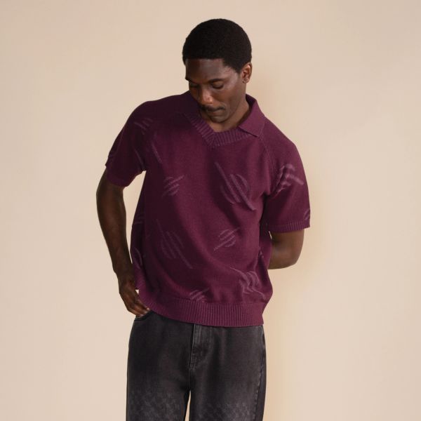 Daily Paper Monogram Knit Polo Paars