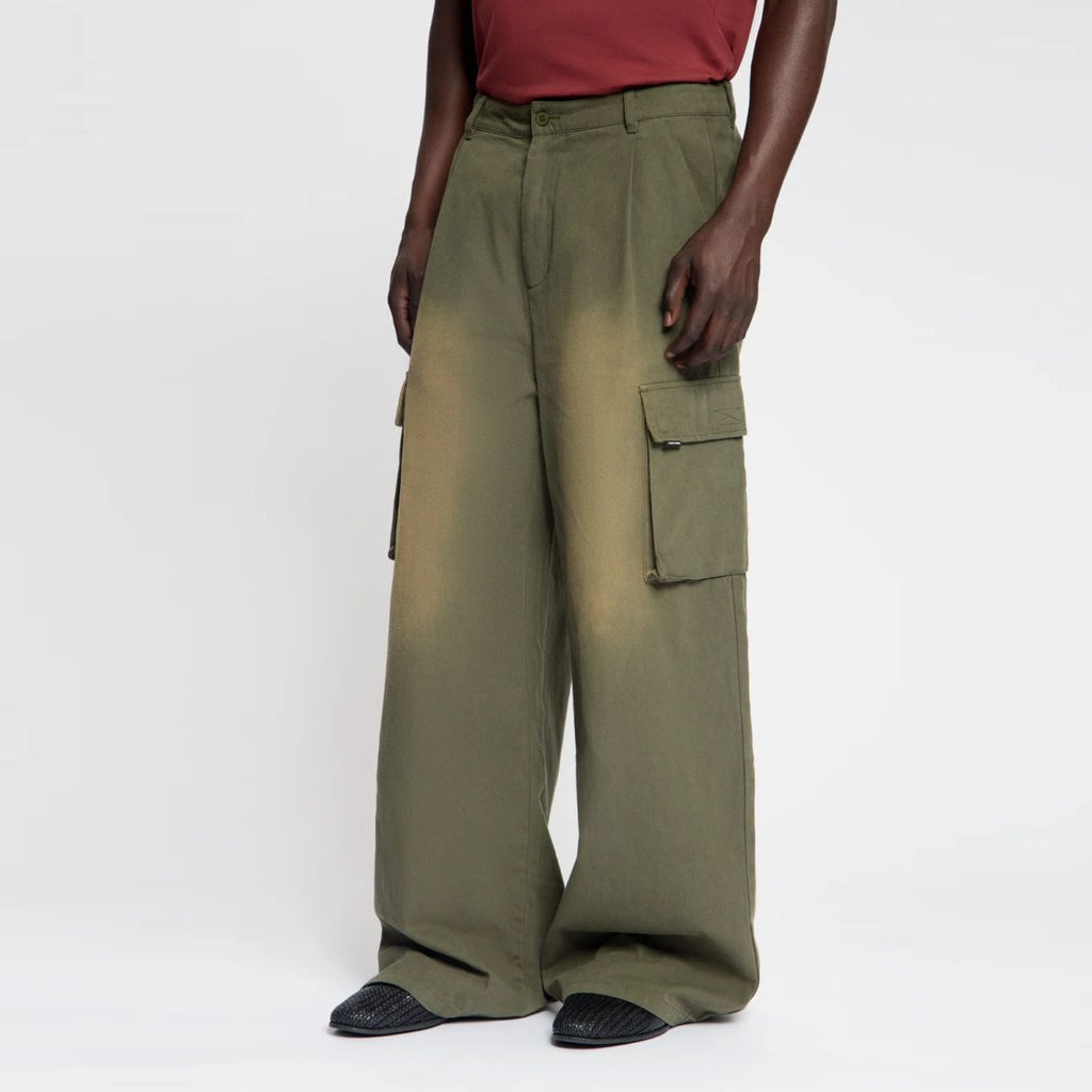 Daily Paper Washed Two Pocket Cargo Broek Donker Groen