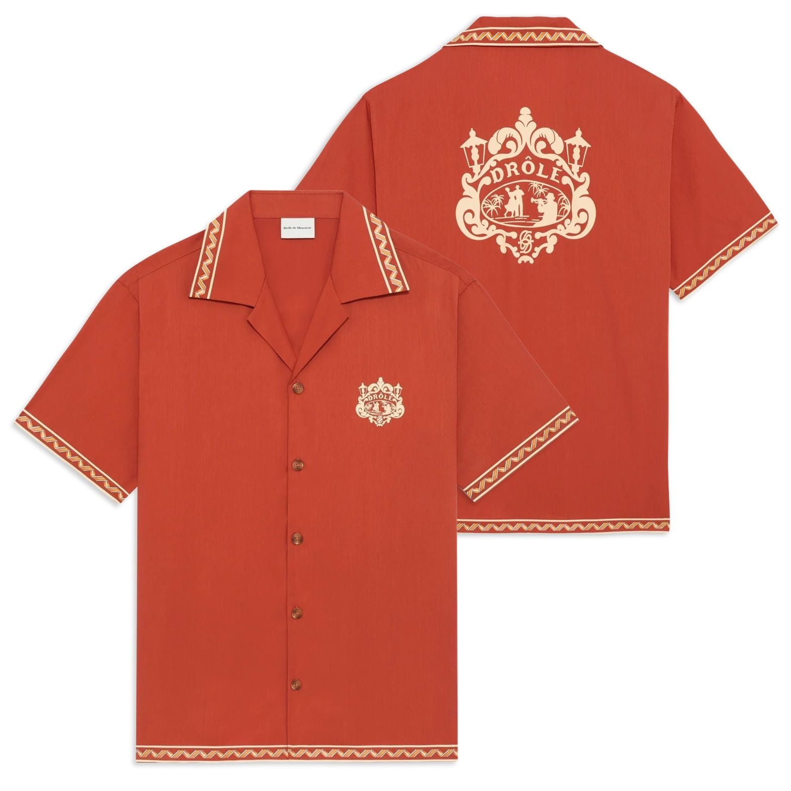 Drôle De Monsieur Brodée Danseurs Overhemd Rood