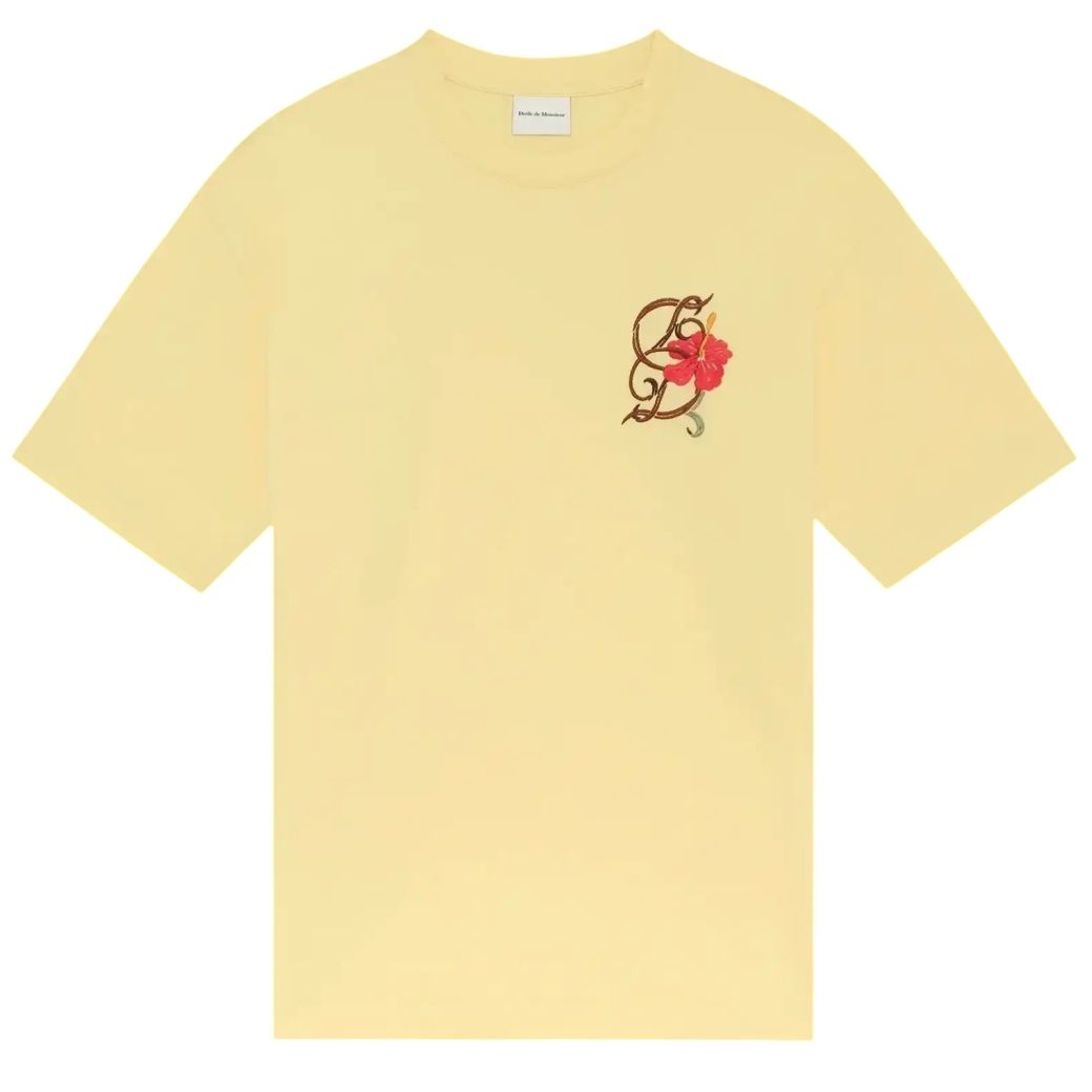 Drôle De Monsieur D Hibiscus Brodée T-shirt Geel