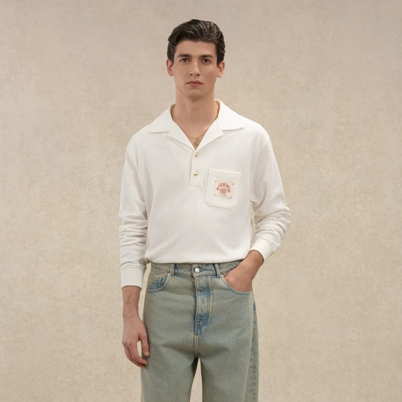 Drôle De Monsieur D Miroir Shell Longsleeve Polo Off White