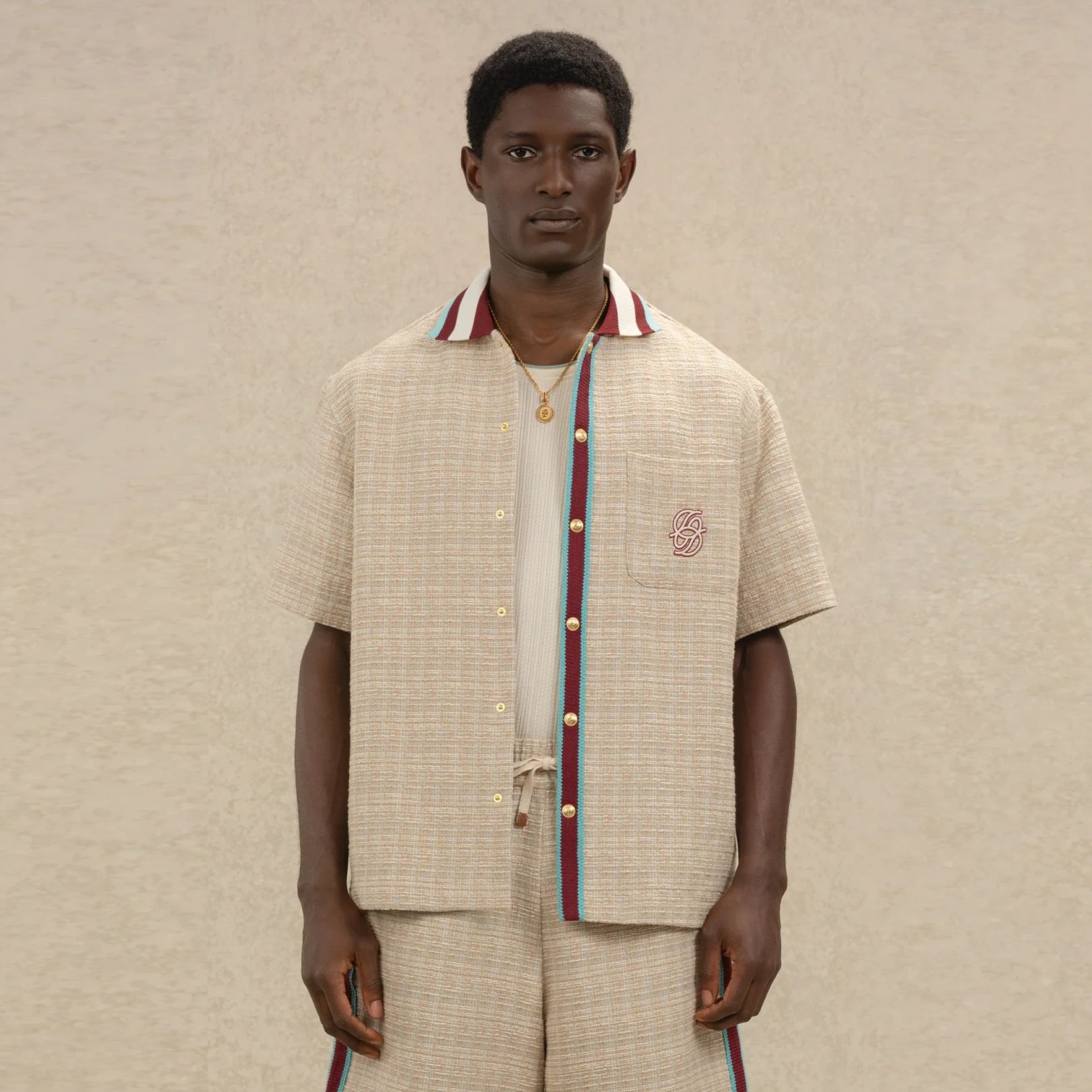 Drôle De Monsieur en Tweed D Miroir Overhemd Beige