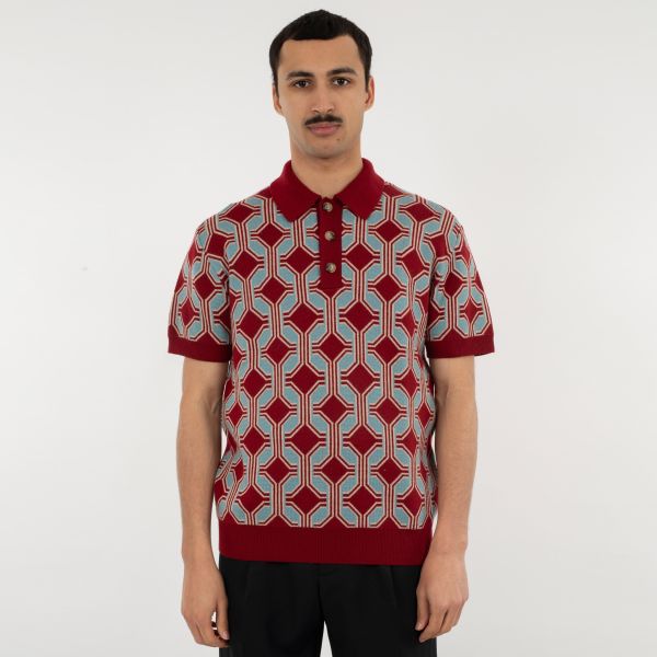 Drôle De Monsieur Géométrique Maille Polo Rood