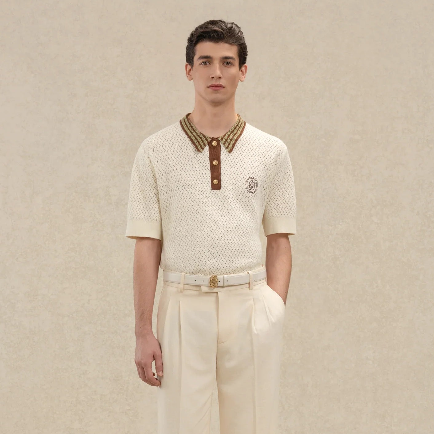 Drôle De Monsieur Maille Ajourée D Miroir Polo Off White
