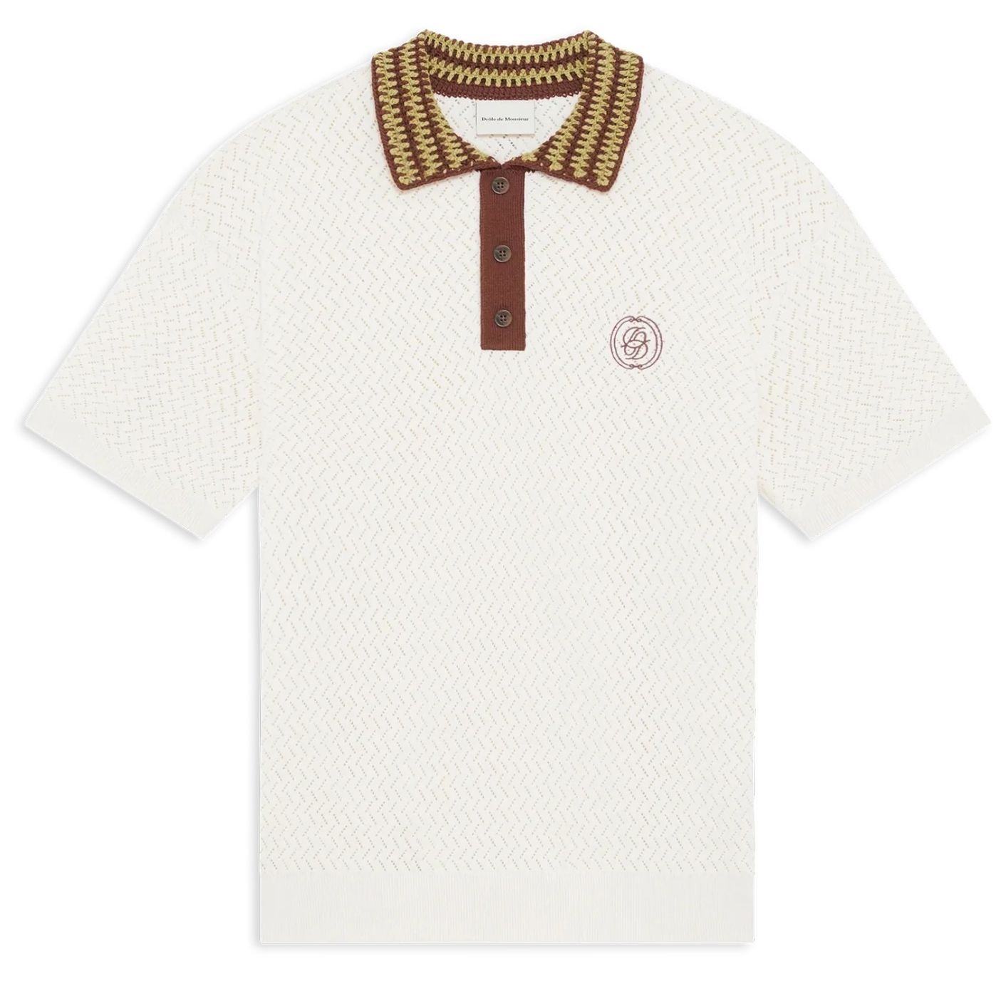 Drôle De Monsieur Maille Ajourée D Miroir Polo Off White