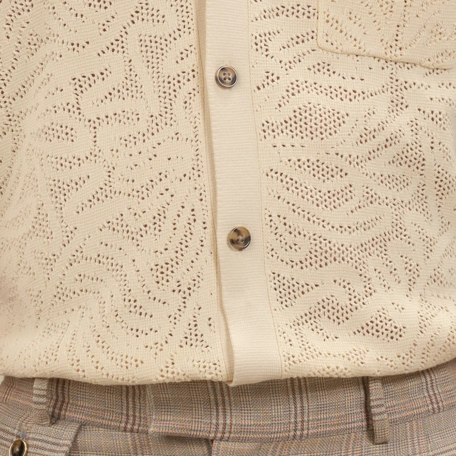 Drôle De Monsieur Maille Dentelle Overhemd Off White