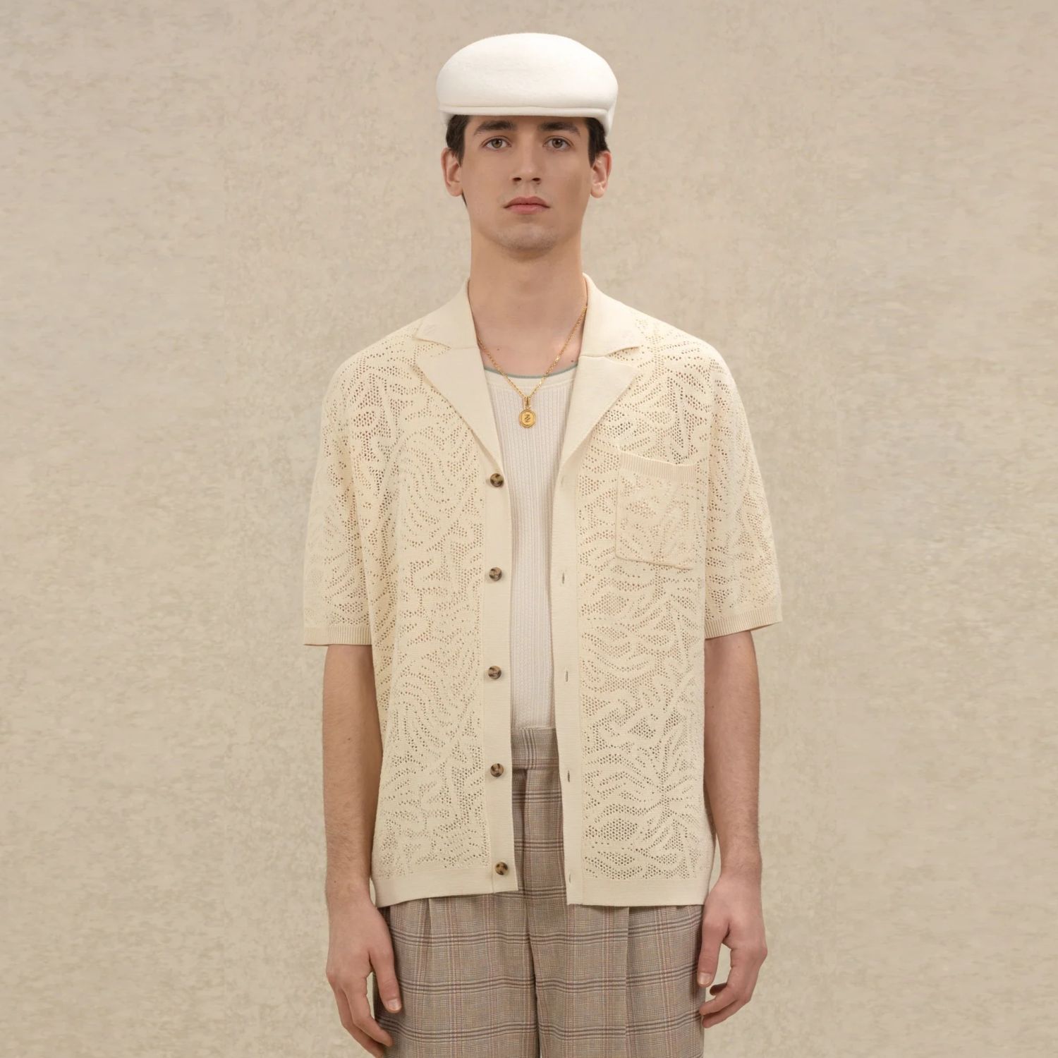 Drôle De Monsieur Maille Dentelle Overhemd Off White