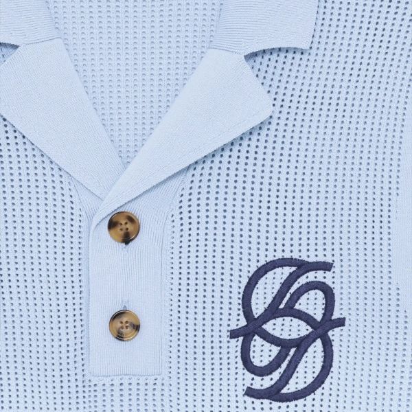 Drôle De Monsieur Maille Monogramme Polo Licht Blauw