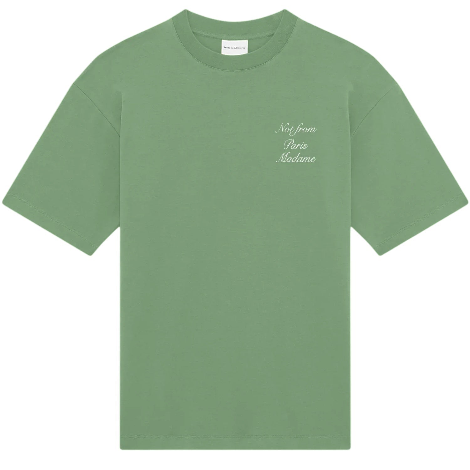 Drôle De Monsieur Slogan Calligraphy T-shirt Licht Groen