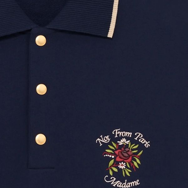 Drôle De Monsieur Slogan Rose Longsleeve Polo Navy