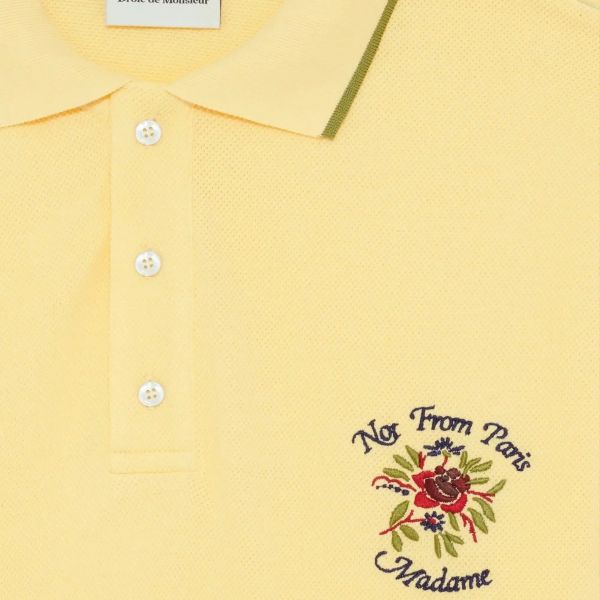 Drôle De Monsieur Slogan Rose Piqué Polo Geel