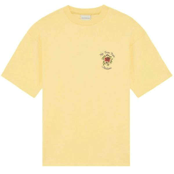 Drôle De Monsieur Slogan Rose T-shirt Geel