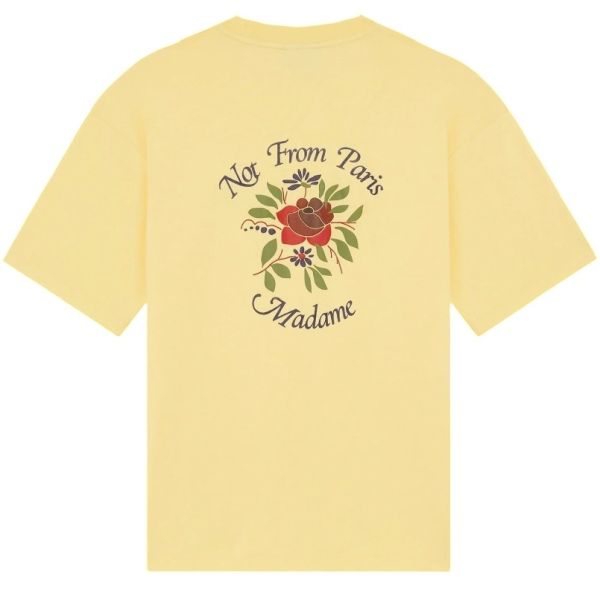 Drôle De Monsieur Slogan Rose T-shirt Geel