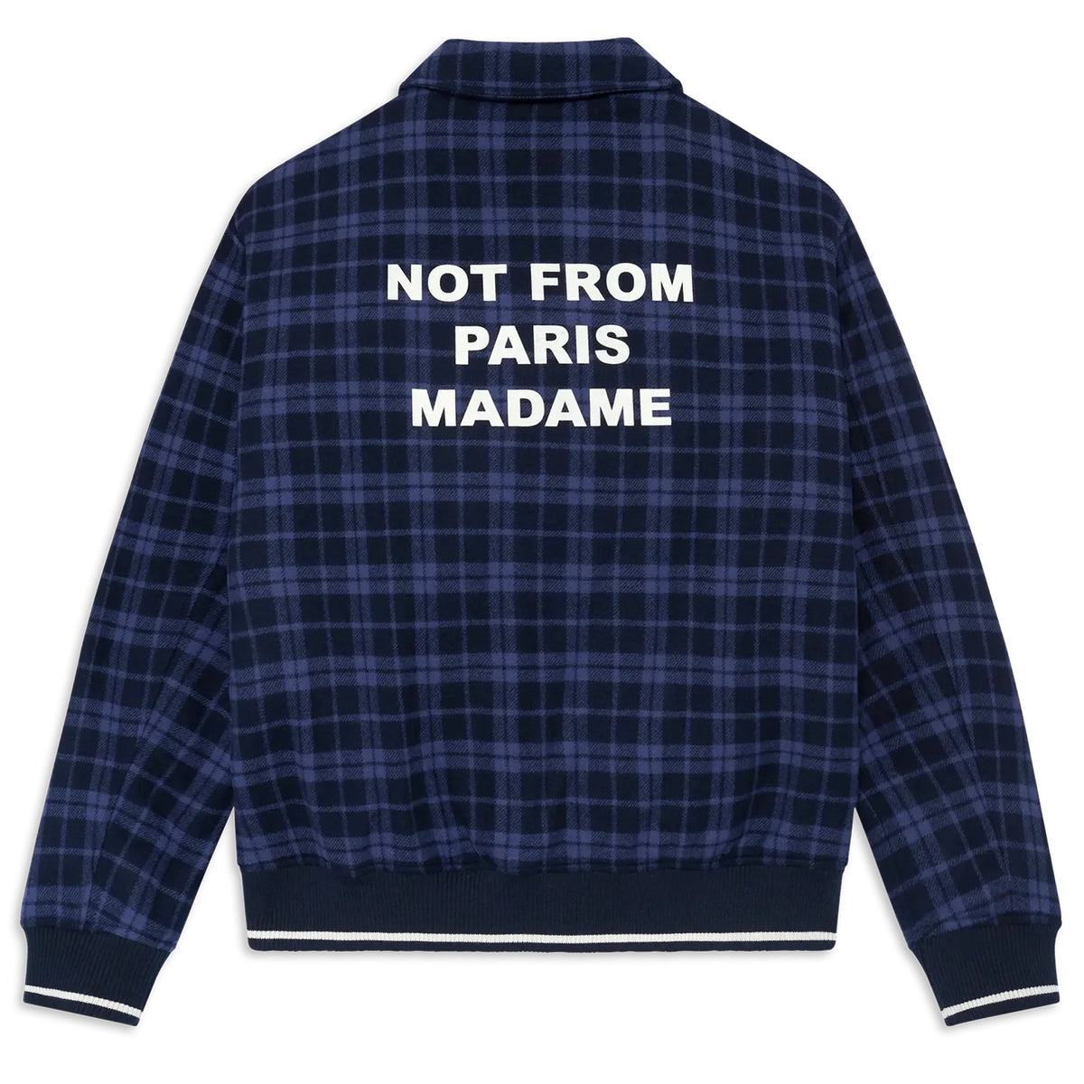 Drôle De Monsieur Checked Slogan Flannel Jack Navy