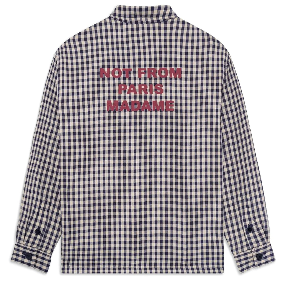 Drôle De Monsieur Checked Slogan Overshirt Beige/Navy
