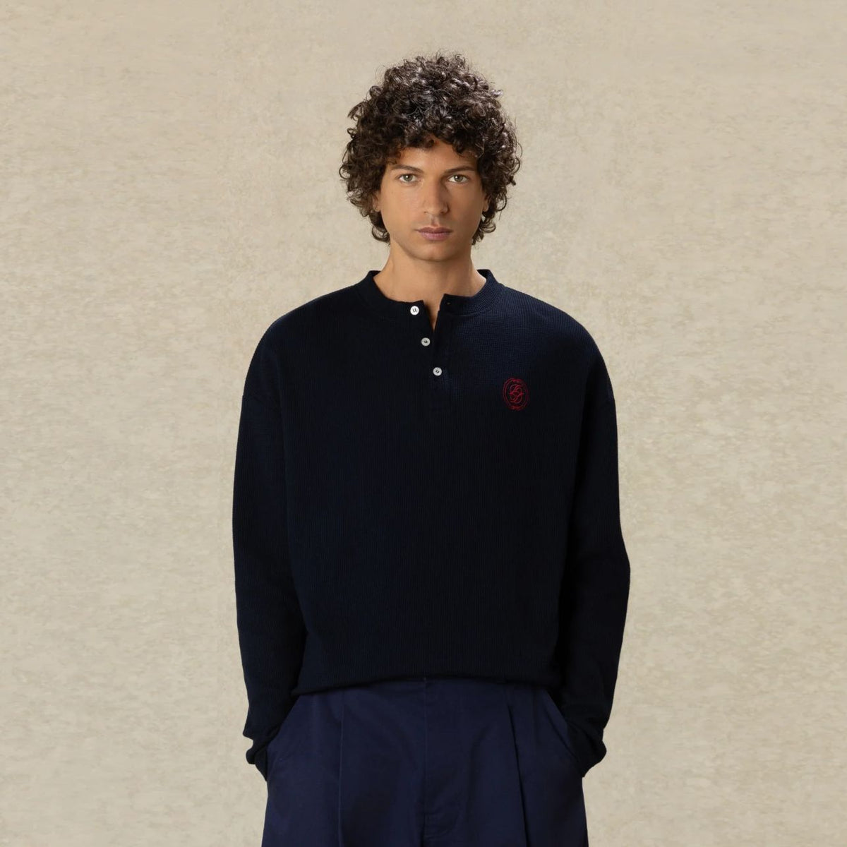 Drôle De Monsieur D Mirror Waffle Longsleeve T-shirt Navy