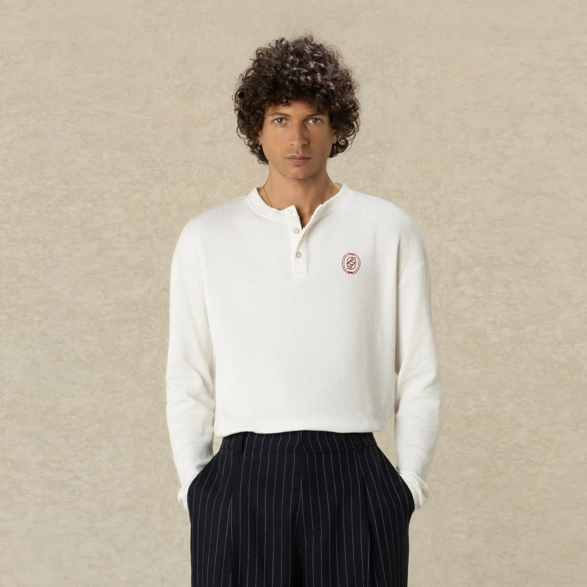 Drôle De Monsieur D Mirror Waffle Longsleeve T-shirt Off White