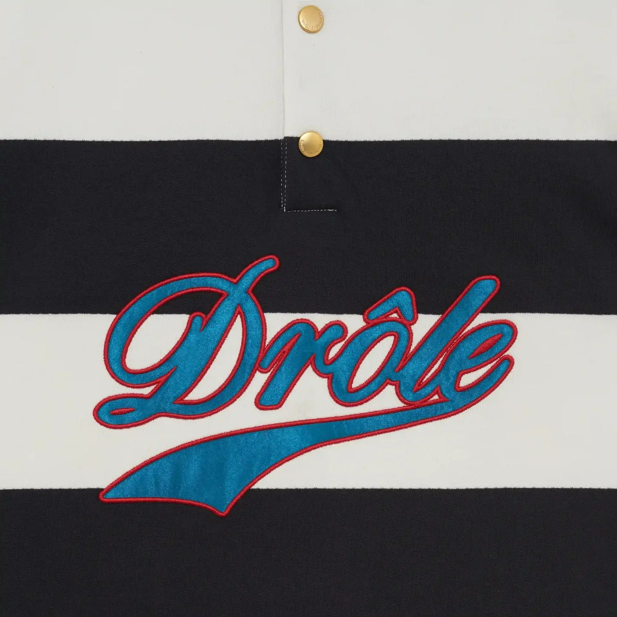 Drôle De Monsieur Drôle Embroidered Stripes Longsleeve Polo Off White/Navy