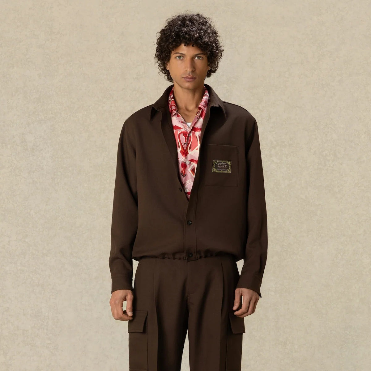 Drôle De Monsieur Elasticated Hem Overhemd Bruin