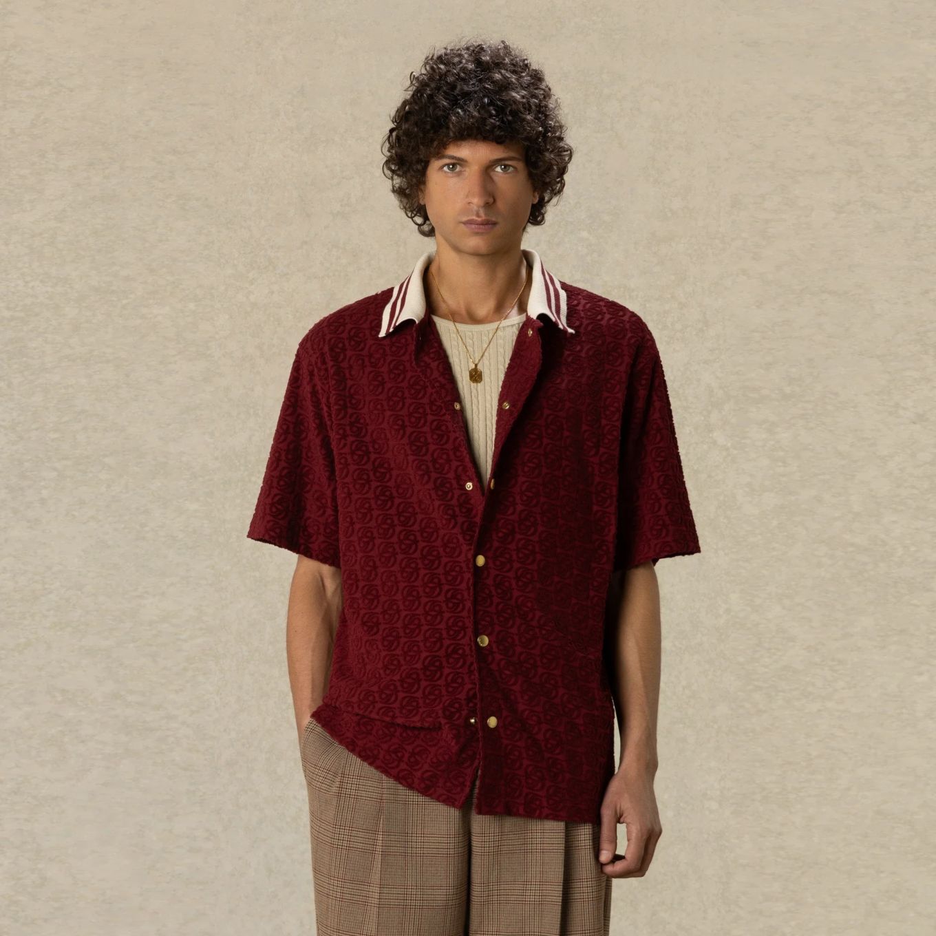 Drôle De Monsieur Monogram Overhemd Bordeaux