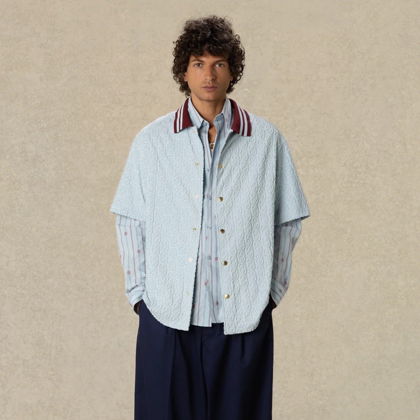 Drôle De Monsieur Monogram Overhemd Licht Blauw