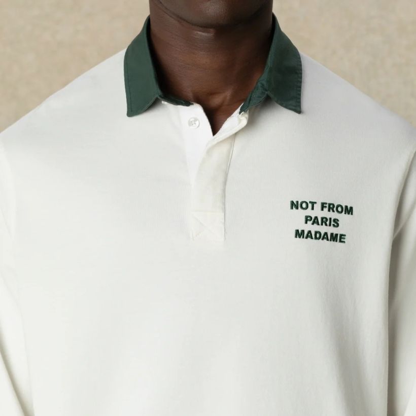 Drôle De Monsieur Slogan Longsleeve Polo Off White