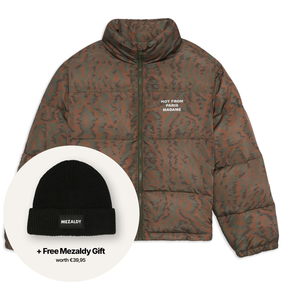 Drôle De Monsieur Slogan Moiré Puffer Donker Groen