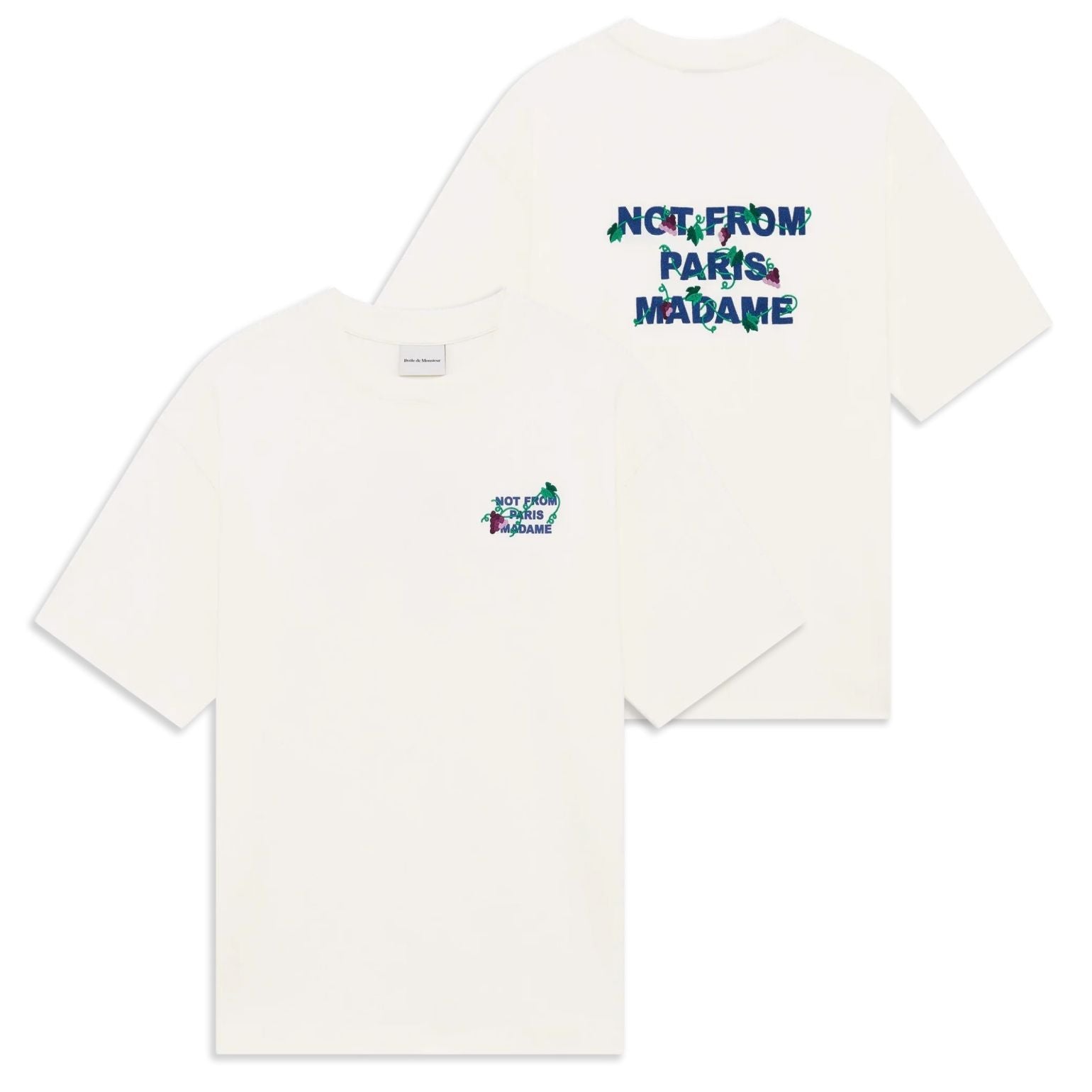 Drôle De Monsieur Vine Embroidered Slogan T-shirt Off White