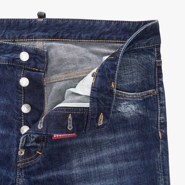 Dsquared2 Whiskering Jeans Donker Blauw