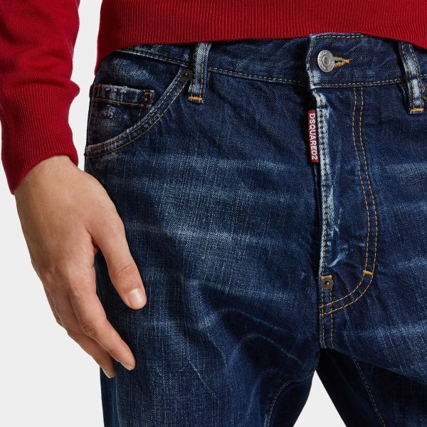 Dsquared2 Whiskering Jeans Donker Blauw