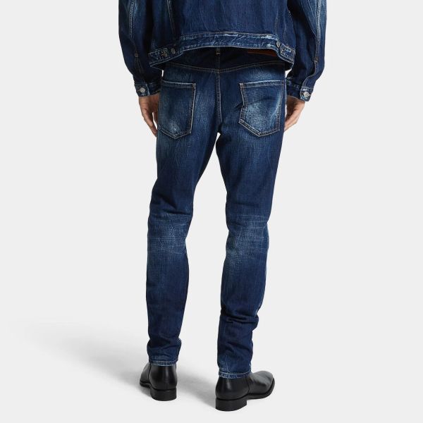 Dsquared2 Whiskering Jeans Donker Blauw